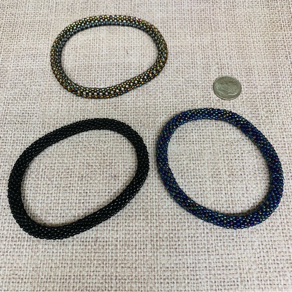 Roll on Beaded Bracelets‎ Set of 3 Dark Shades